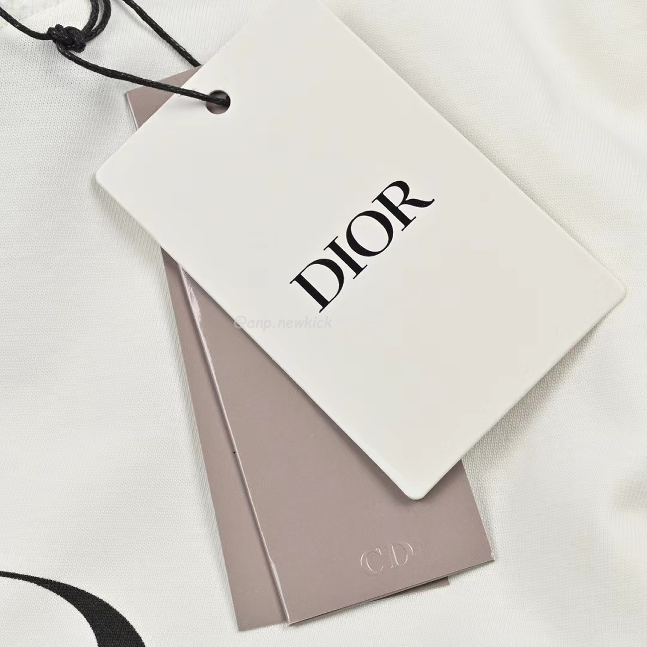 Dior Wide Body Bamboo Pure Cotton Plain Weave Fabric T Shirt White Navy (6) - newkick.app